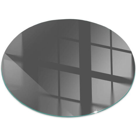 Plaque de protection sol cheminée en verre trempé rond gris-marron 80cm