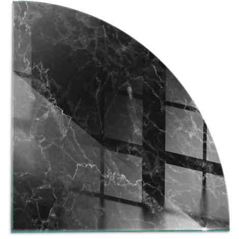 Plaque de protection de sol en verre pour cheminée ou poêle moderne anti-chaleur et étincelles Motif marbré élégant 1/4 100x100 cm
