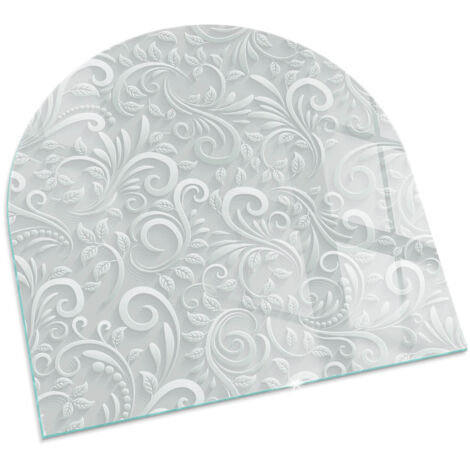 Plaque Carrée décorative de sol avec impression sous cheminée protection et design Motif végétal élégant 100x100 cm (1/5)