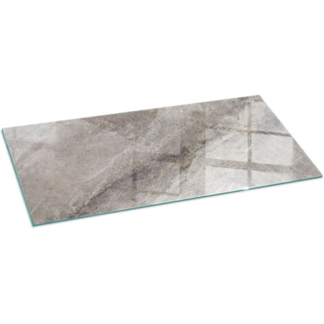 Plaque en verre trempé pour cheminée indépendante de sol avec impression Motif de pierre naturelle 125x50 cm