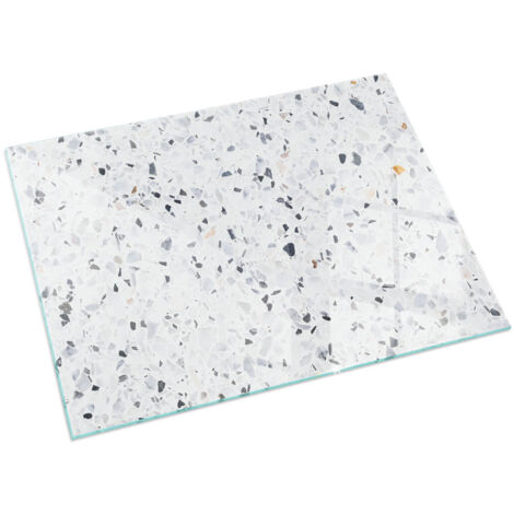 Plaque Rectangulaire de protection en verre trempé pour cheminée protection contre les étincelles Motif pierre avec particules 60x40 cm (1/5)
