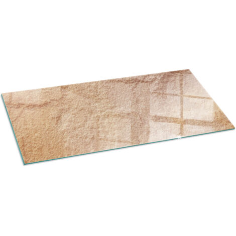 Plaque de sol en verre trempé sous cheminée protection parquet et plancher Texture de pierre naturelle 125x50 cm (1/5)