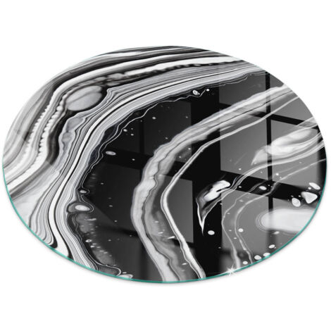Plaque ronde en verre trempé pour cheminée protection contre les braises et étincelles Vagues et lignes abstraites Ronde fi 100 cm (1/5)