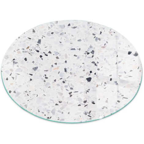 Plaque ronde en verre trempé sous cheminée et poêle protection sol parquet Motif pierre avec particules Ronde fi 80