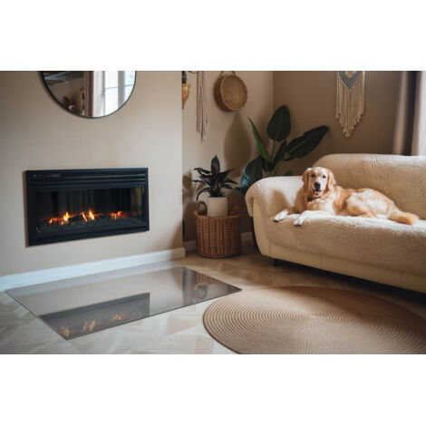 Melko Plaque De Sol En Verre De Cheminée - Protection Anti-étincelles - Verre De Sécurité ESG