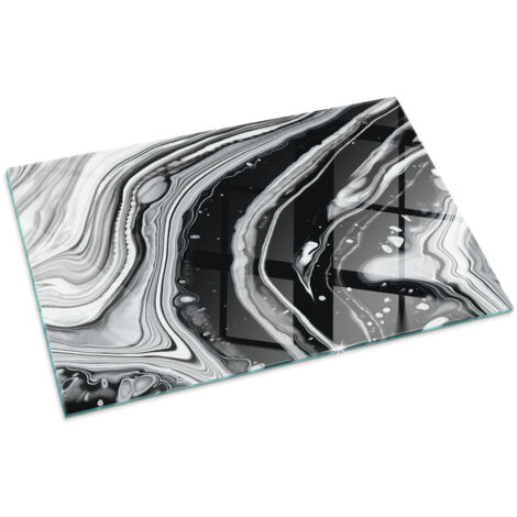 Plaque Rectangulaire en verre trempé de sol imprimée sous cheminée style loft et industriel Vagues et lignes abstraites 100x70 cm (1/5)