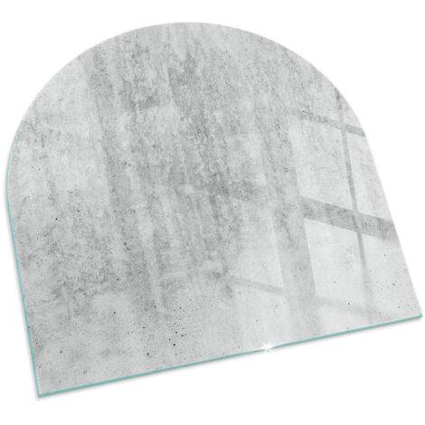 Plaque Carrée de sol sous poêle à bois en verre trempé protection thermique du plancher Texture béton brut 100x100 cm