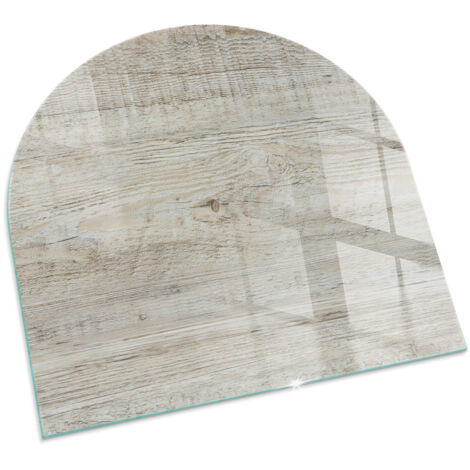 Plaque Carrée de protection de sol en verre trempé pour cheminée ou poêle à bois pare-feu contre les étincelles Texture bois clair 100x100 cm