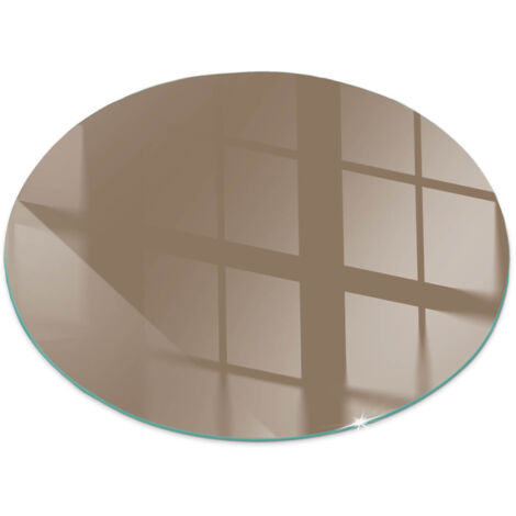 Plaque en verre trempé décorative de protection de sol sous cheminée Couleur Marron Ronde fi 60 cm