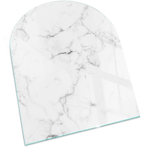 Plaque Rectangulaire décorative imprimée sous cheminée et poêle indépendant Protection Thermique Motif marbré avec veines 80x70 cm (1/5)