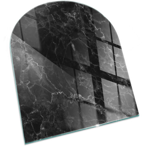 Plaque Rectangulaire en verre trempé de sol décorative imprimée premium sous cheminée Motif marbré élégant 80x70 cm