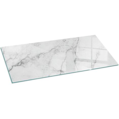 Plaque en verre trempé sous cheminée et poêle protection sol parquet Motif marbré avec veines 125x50 cm