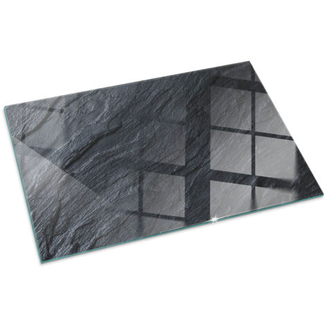 Plaque Rectangulaire en verre trempé pour cheminée protection contre les braises et étincelles Texture surface pierre 100x70 cm (1/5)