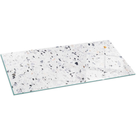 Plaque de sol sous poêle à bois en verre trempé protection thermique du plancher Motif pierre avec particules 125x50 cm