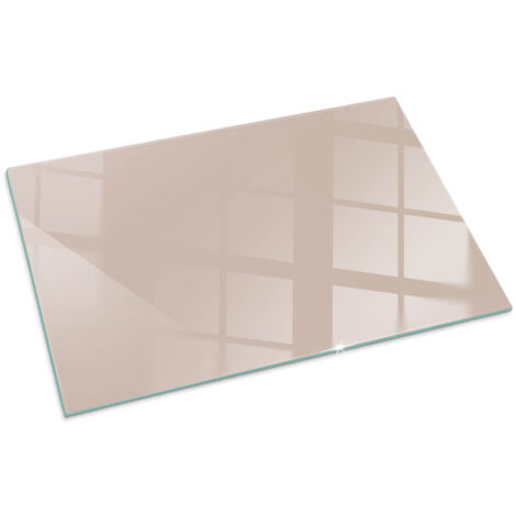 Plaque Rectangulaire en verre trempé décorative de sol avec impression sous cheminée Couleur  Marron clair 100x70 cm (1/5)
