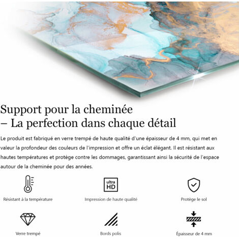 Plaque de protection sous cheminee design gris et anti etincelle ...