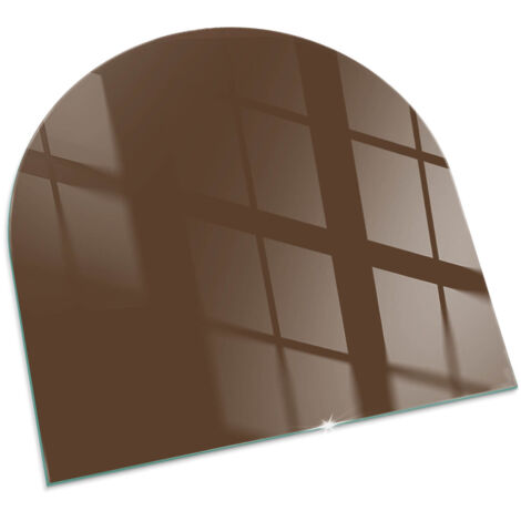 Plaque Carrée de sol sous poêle à bois en verre trempé protection thermique du plancher Couleur Marron 100x100 cm