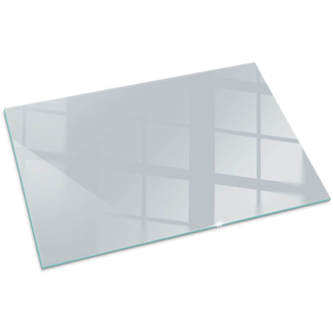 Plaque Rectangulaire en verre Cheminée Protecteur de Sol Sous la Cheminée Verre Trempé Protection Thermique Couleur Gris 100x70 cm