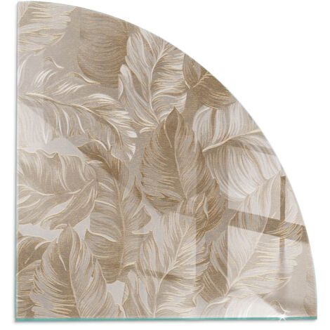 Plaque de cheminée en verre trempé protection du sol contre les étincelles Feuilles en motifs subtils 1/4 100x100 cm