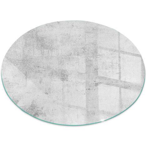 Plaque ronde en verre trempé pour cheminée indépendante de sol avec impression Texture béton brut Ronde fi 100 cm (1/5)