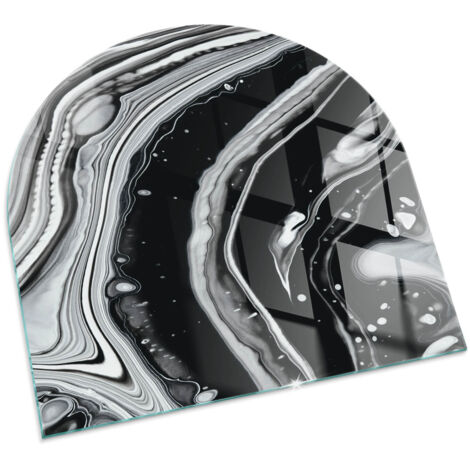 Plaque Carrée de Verre pour Cheminée Revêtement de Sol Plancher de Pare-feu Protection Contre Etincelles Vagues et lignes abstraites 100x100 cm