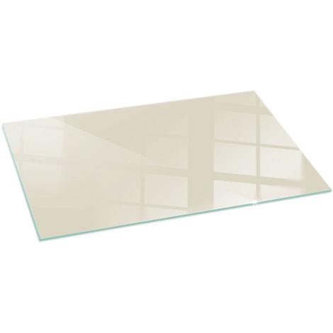 Grande Plaque de protection en verre trempé pour cheminée protection contre les étincelles Couleur Beige 140x70 cm (1/5)