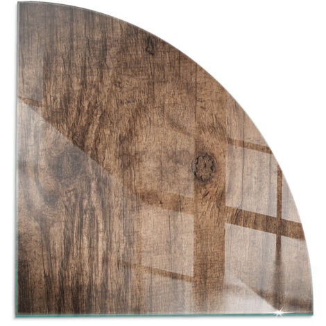 Plaque de protection de sol en verre pour cheminée ou poêle moderne anti-chaleur et étincelles Motif de bois naturel 1/4 100x100 cm