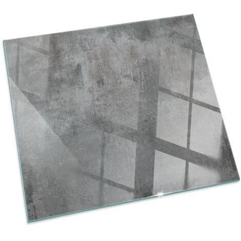 Plaque en verre trempé sous cheminée et poêle protection sol parquet Texture de surface brute Carrée 50x50 cm