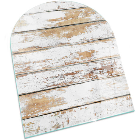 Plaque Rectangulaire décorative de sol avec impression sous cheminée protection et design Planche de bois abîmée 80x70 cm (1/5)