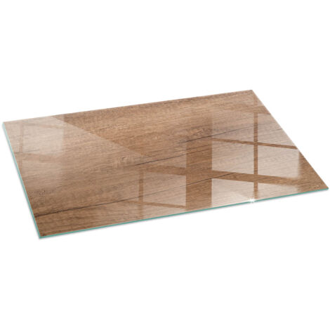 Grande Plaque de protection de sol en verre pour cheminée ou poêle moderne anti-chaleur et étincelles Motif bois naturel 140x70 cm