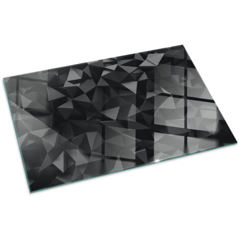Plaque Rectangulaire de sol pour cheminée en verre trempé avec impression Géométrie tridimensionnelle 100x70 cm