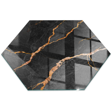 Plaque en verre trempé de sol décorative de sol avec impression sous cheminée Marbre élégant avec veines h40 cm