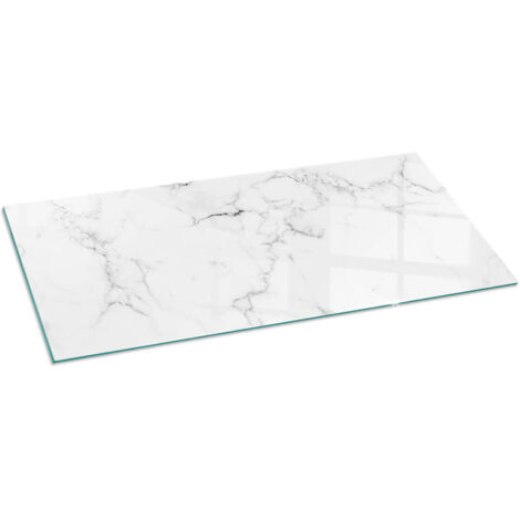 Plaque de protection de sol en verre trempé pour cheminée et poêle à bois pare-feu contre les étincelles Motif marbré avec veines 125x50 cm
