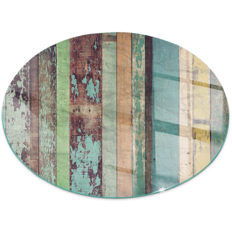 Plaque ronde en verre trempé décorative de sol avec impression sous cheminée Planches dans différentes nuances Ronde fi 90 (1/5)