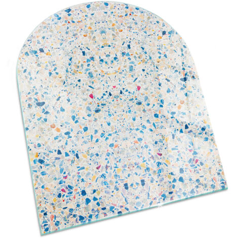 Plaque Rectangulaire de protection en verre trempé pour cheminée protection contre les étincelles Motif texturé abstrait 80x70 cm