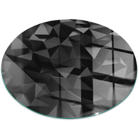 Plaque ronde de sol en verre trempé sous cheminée protection parquet et plancher Géométrie tridimensionnelle Ronde fi 90 (1/5)