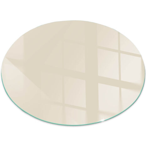 Plaque de sol pour cheminée ou poêle en verre trempé avec impression Couleur Beige Ronde fi 70 cm (1/5)