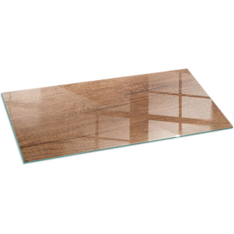 Plaque de sol en verre trempé sous cheminée protection parquet et plancher Motif bois naturel 125x50 cm (1/5)