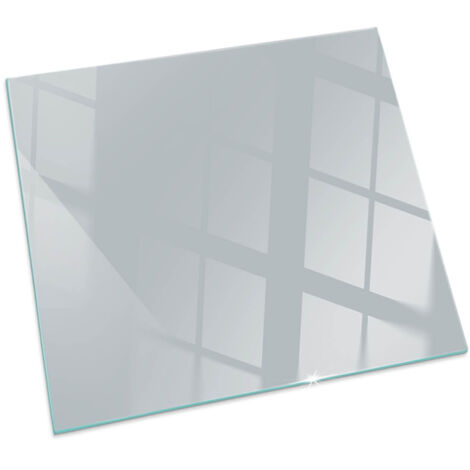 Plaque en verre trempé de sol imprimée sous cheminée style loft et industriel Couleur Gris Carrée 50x50 cm (1/5)