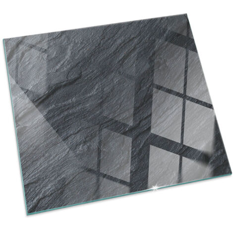 Décorative Plaque en verre trempé pour cheminée protection contre les braises et étincelles Texture surface pierre Carrée 50x50 cm (1/5)