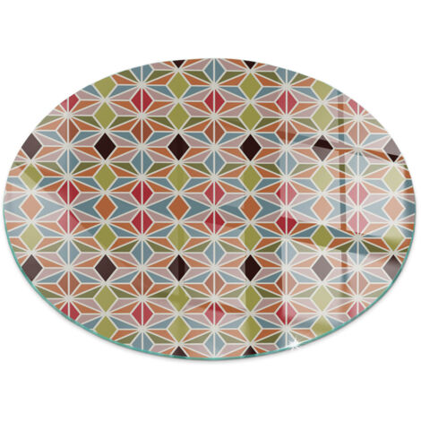Plaque décorative imprimée sous cheminée et poêle indépendant Protection Thermique Motifs polygonaux en grille Ronde fi 60 cm (1/5)