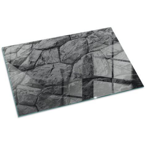 Plaque de protection Rectangulaire en verre trempé de sol décorative imprimée sous cheminée Motif pierre naturelle 100x70 cm (1/5)