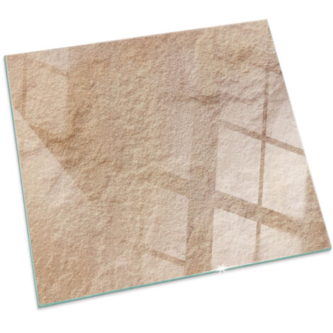 Plaque de protection en verre trempé pour cheminée protection contre les étincelles Texture de pierre naturelle Carrée 50x50 cm (1/5)