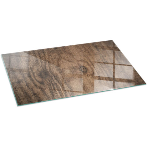 Plaque de protection de sol en verre trempé pour cheminée ou poêle à bois pare-feu contre les étincelles Motif de bois naturel 120x60 cm (1/5)