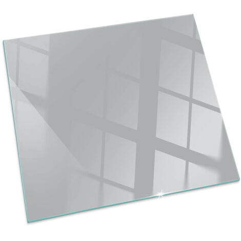 Plaque de sol pour cheminée ou poêle en verre trempé avec impression Couleur Gris clair Carrée 60x60 cm (1/5)