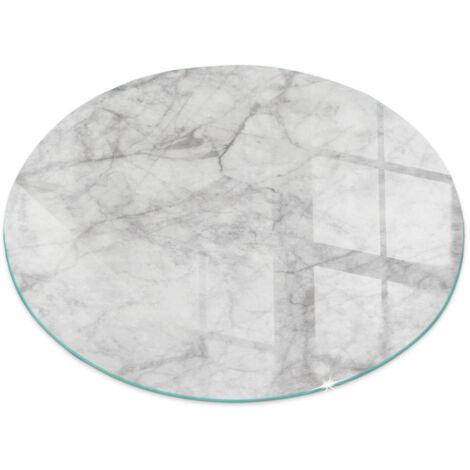 Plaque en verre trempé sous cheminée et poêle protection sol parquet Motif structure marbrée Ronde fi 70 cm