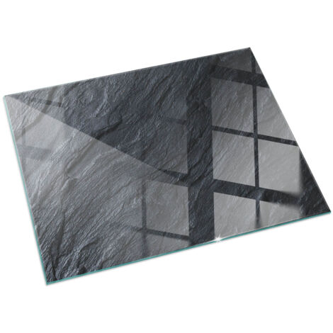 Plaque de cheminée en verre trempé protection du sol contre les étincelles Texture surface pierre 120x80 cm