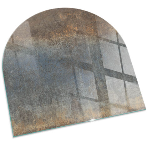 Plaque Carrée de protection de sol en verre trempé pour cheminée et poêle à bois pare-feu contre les étincelles Motif texturé abstrait 100x100 cm