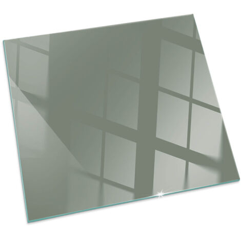 Plaque de sol en verre trempé sous cheminée protection parquet et plancher Couleur Olive Carrée 50x50 cm (1/5)
