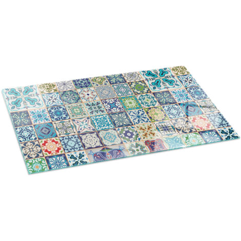 Plaque décorative de sol avec impression sous cheminée protection et design Motifs mosaïques sur carreaux 100x50 cm